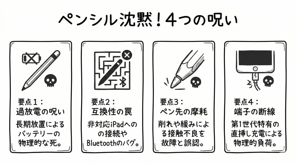 【呪いの原因】アップルペンシルが動かない・認識しない悲劇の症状と理由。見出し画像