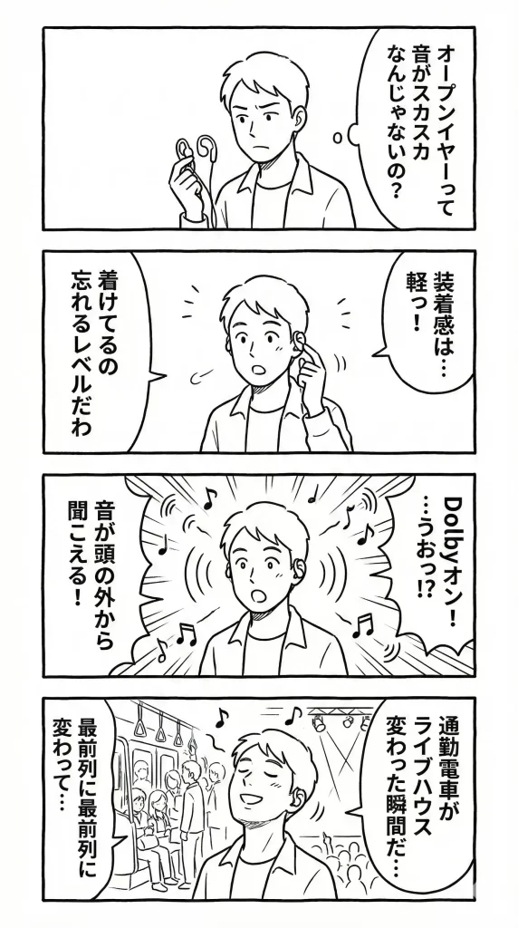 【識別結果】OpenFit 2+の実態は？五感でフル識別。4コマ漫画