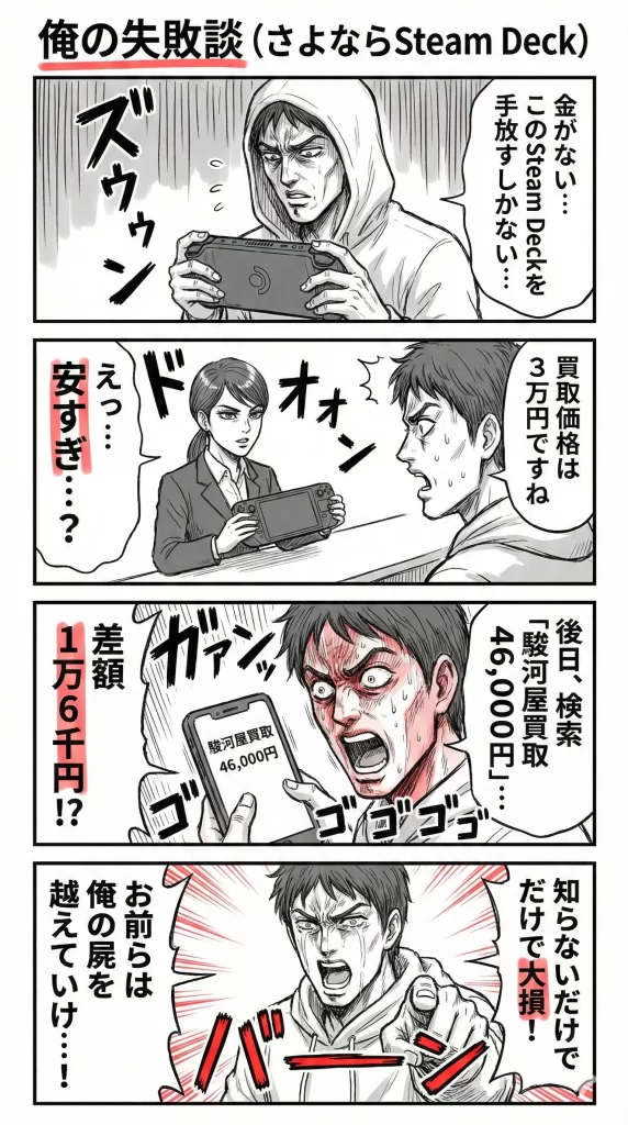【失敗談】ハードオフで3万円？売る場所を間違えて「7万円」溶かした話。漫画