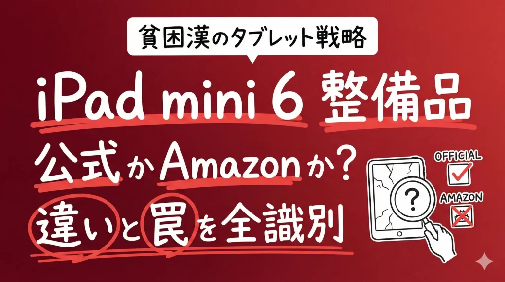 iPad mini 6 整備品の正解は？公式かAmazonか違いと罠を全識別。サムネイル画像