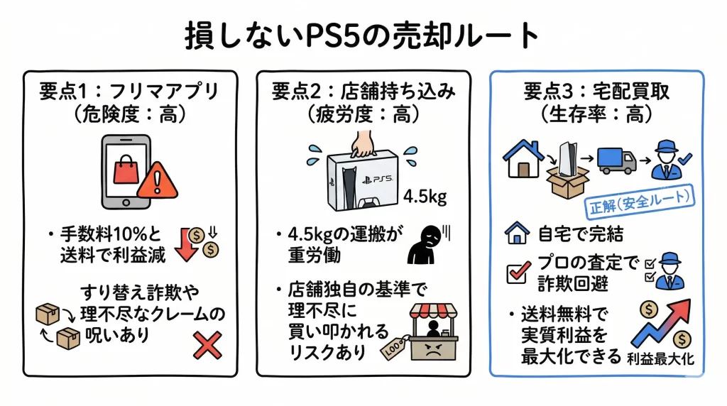 【比較】フリマ・店舗持ち込み・宅配買取のメリットと注意。見出し画像