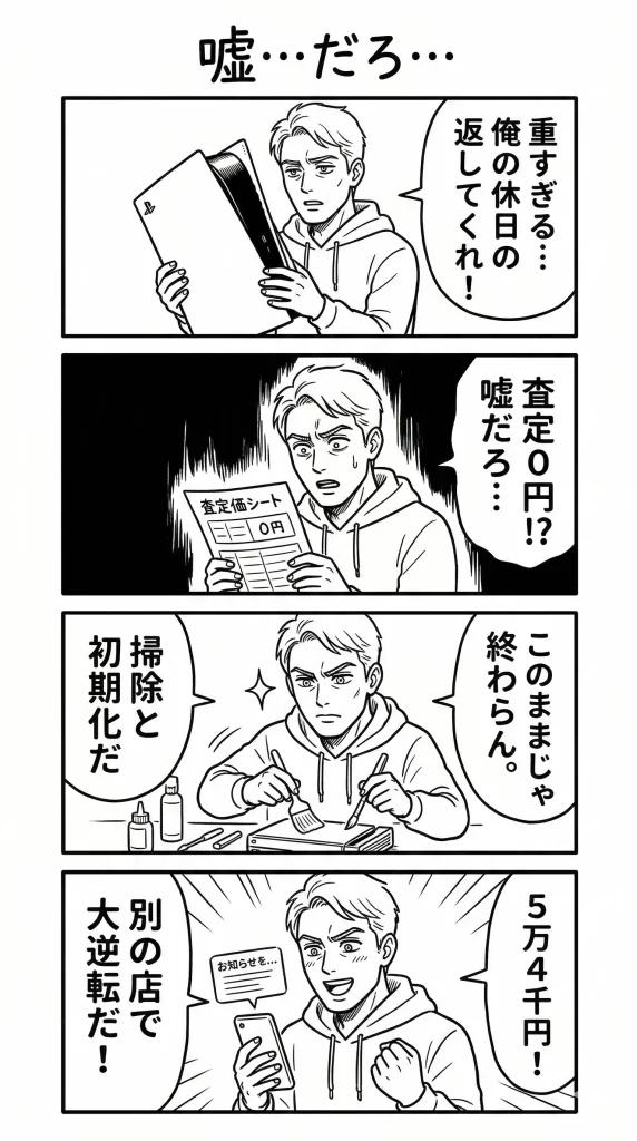 実体験：店舗持ち込みの0円査定から54,000円に逆転した理由。漫画