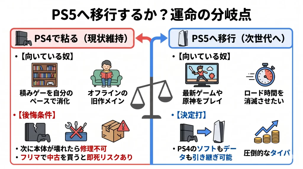 PS4の買い替えタイミングは？PS5へ移行するかの分岐点。見出し画像