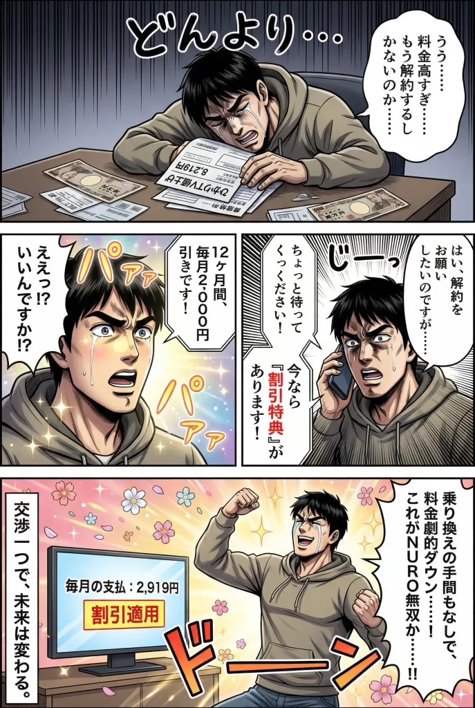 解約する前に要確認！継続や乗り換えで損をしない選択肢。漫画
