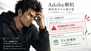 Adobe解約は安くなる?90日間無料で早期解約料を回避した体験談。サムネイル画像