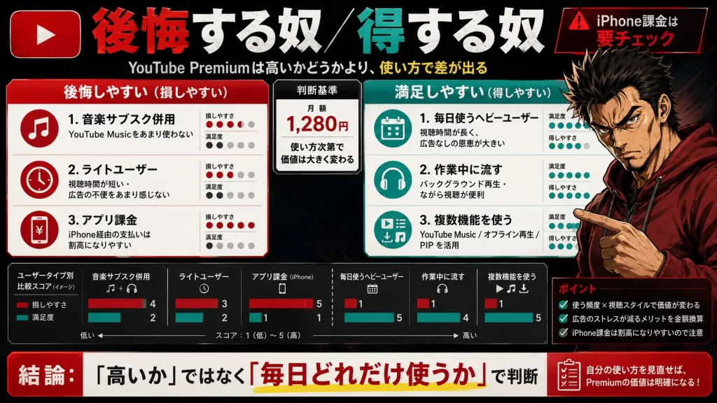 【結論】youtubeプレミアムは高すぎるのか?後悔する奴の決定的な特徴。見出し画像