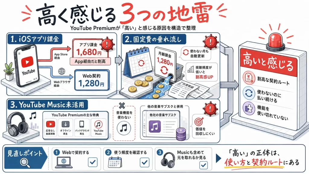 なぜYouTube Premiumは高いと言われるのか?不満が集まる3つの理由。見出し画像