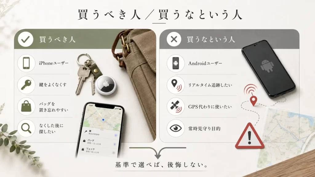 エアタグをおすすめする人とおすすめしない人の基準。見出し画像
