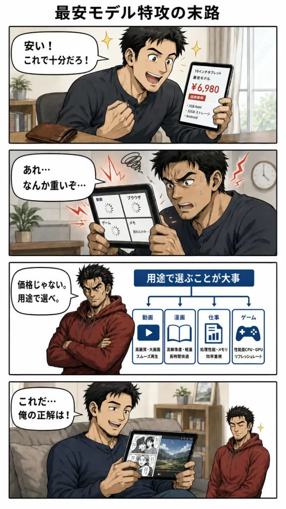 シャオミのタブレットの評判は?結論と検証結果。4コマ漫画