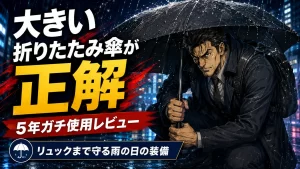 折りたたみ傘でおすすめなのは「大きいサイズ」5年ガチで使い倒したリアルな評価。サムネイル画像