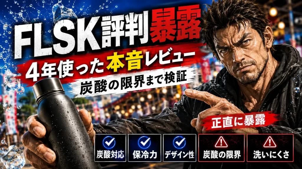 FLSK（フラスク）ボトルの評判を暴露！4年使ってみた本音レビューと炭酸が抜ける限界の検証。サムネイル画像
