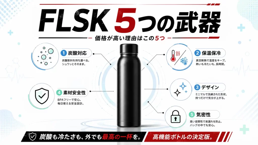 FLSK 水筒の口コミから分かる5つの大きなメリット。見出し画像