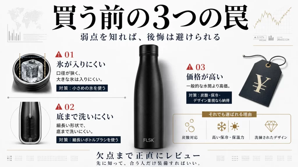 FLSKボトルは洗いにくい?購入前に知るべき3つの注意点とデメリット。見出し画像