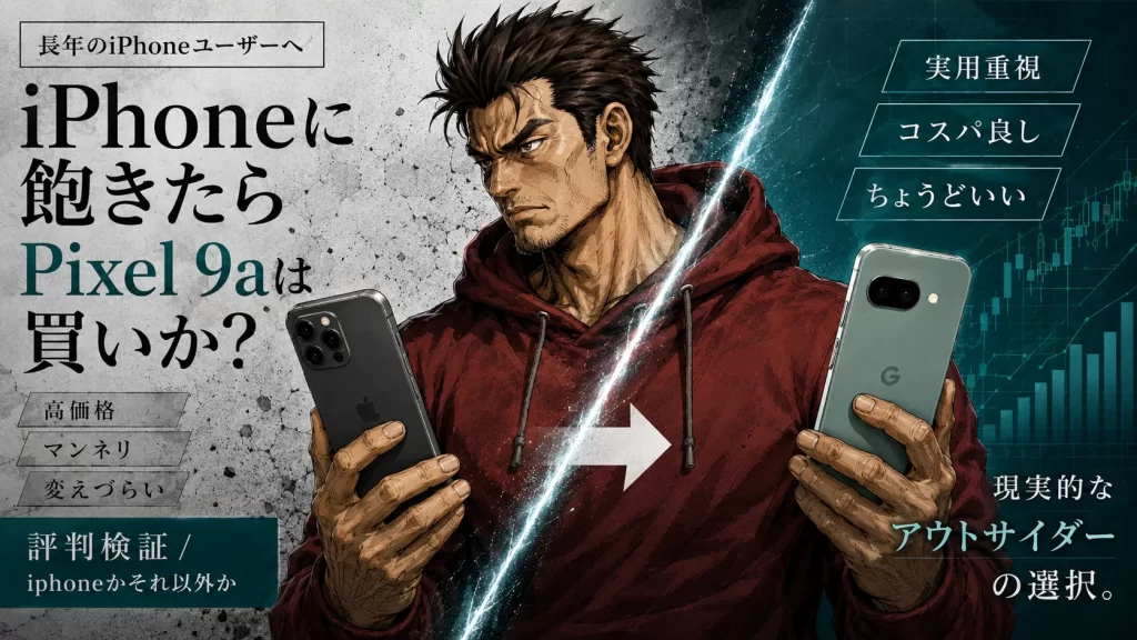 グーグルピクセル9a評判検証！iPhoneに飽きた奴が選ぶべき異端スマホ。サムネイル画像